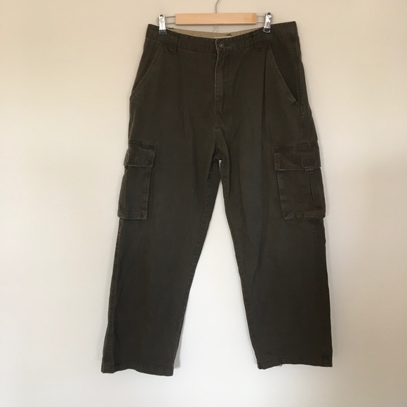 VTG Plugg Cargo Pants Mens 33x30 Baggy Y2K Skater Grunge Wide Leg Green Russia